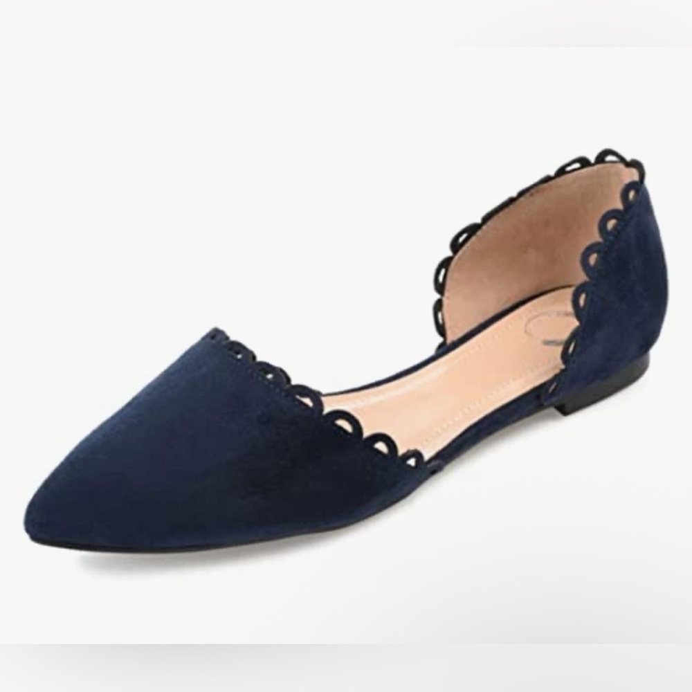 👠Journee Collection Blue Scalloped Edge Flats